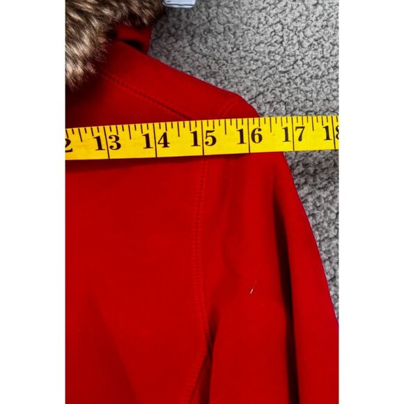 LL Bean Women’s Ivory Zip Hooded Faux Fur Lined Sweatshirt Medium Fur Ruff Hood - Picture 5 of 12